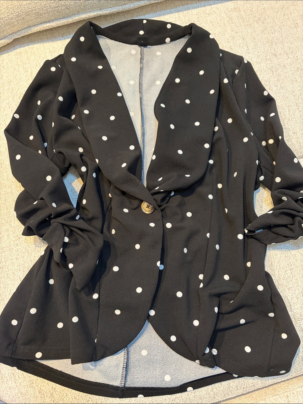SHEIN Black Polka Dot Single-Button Blazer